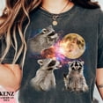 thumbnail image 1 of Sam Soft Racoons howling at the Moon T-shirt Sweatshirt, Racoon shirt, Racoon Moon howling Shirt, Racoons head Racoon shirt, 1 of 5