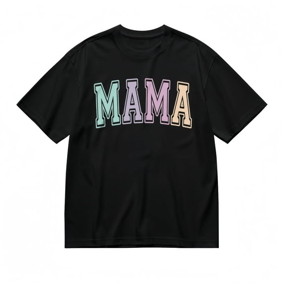 Sam Soft Rainbow Mama Letter Black T-Shirt Unisex Cotton Tee, Full Size S-5XL