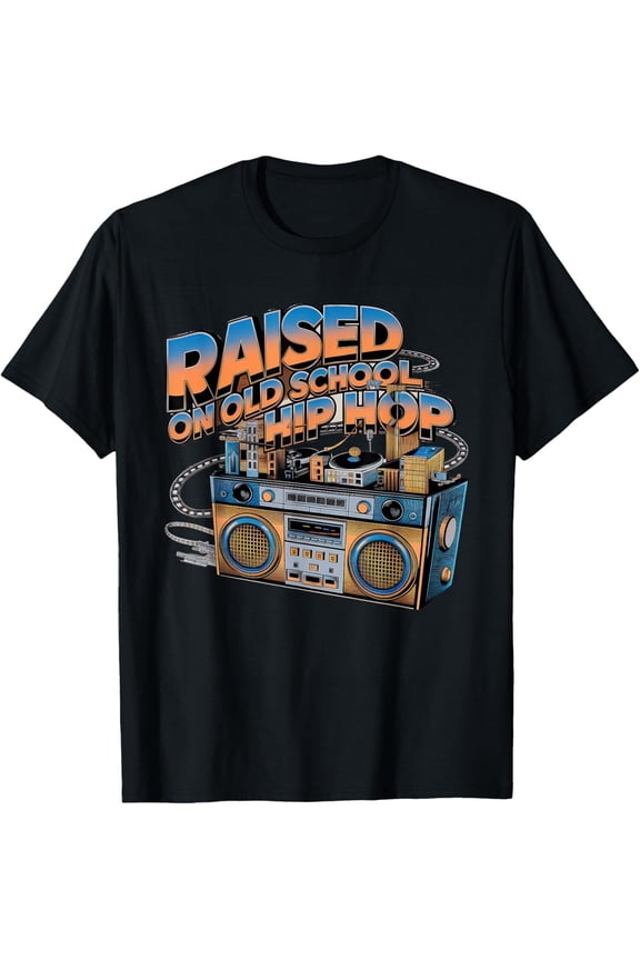 Raised On Old School Hip Hop Tshirt Cassette Graffiti Rap T-Shirt