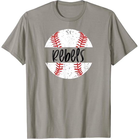 Sam Soft Rebels Baseball Team Mascot School Spirit Game Day T-Shirt Full Size S-5XL