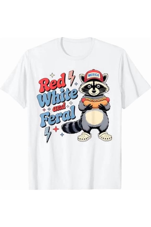 Red White And Feral 4th Of July Boys Girls T-Shirt Unisex Cotton Tee, Full Size S-5XL