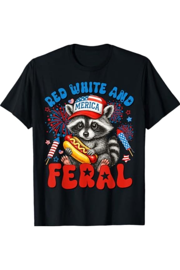 Red White and Feral USA 4th Of July Boys T-Shirt All Size S-5XL