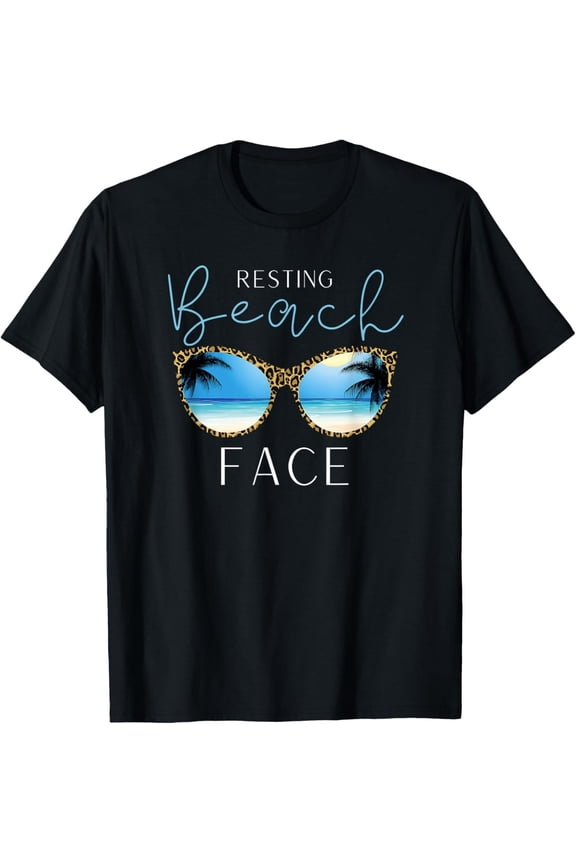 Resting Beach Face Retro Beach Vacation Summer Tops Womens T-Shirt Full Size S-5XL