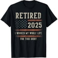 thumbnail image 1 of Sam Soft Retired 2025 I Worked My Whole Life Gifts Retirement US Flag T-Shirt Full Size S-5XL, 1 of 5