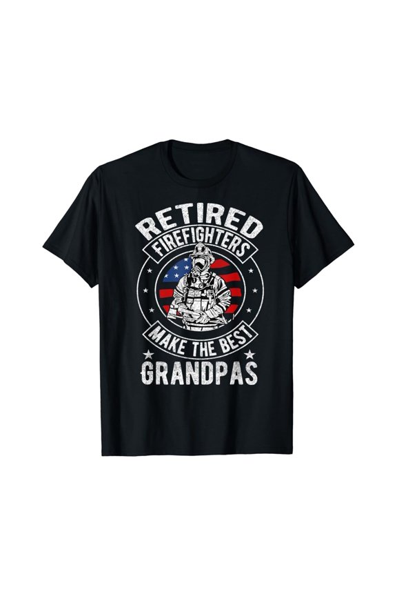 Retired Firefighter Grandpa T Shirt Fireman Retirement Gift Full Size S-5XL