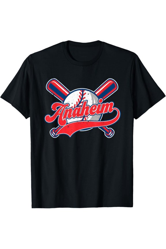 Retro Anaheim California Baseball Tee Vintage Men Women T-Shirt Full Size S-5Xl