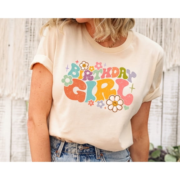 Sam Soft Retro Birthday Girl Shirt, Floral Birthday Girl Shirt, Groovy Birthday Shirt, Birthday Gifts, Birthday TShirt, Birthday Party Shirts