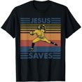 thumbnail image 1 of Sam Soft Retro Distressed Jesus Saves Baseball T-Shirt Full Size S-5Xl, 1 of 5