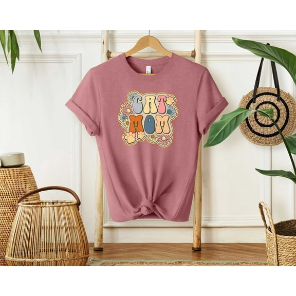 Sam Soft Retro Floral Cat Mom Shirt, Retro Cat Mama Shirt, Cat Mom Gift, Cat Mom Tshirt, Cat Lover Shirt, Gift For Cat Mom, Cat mama Gift