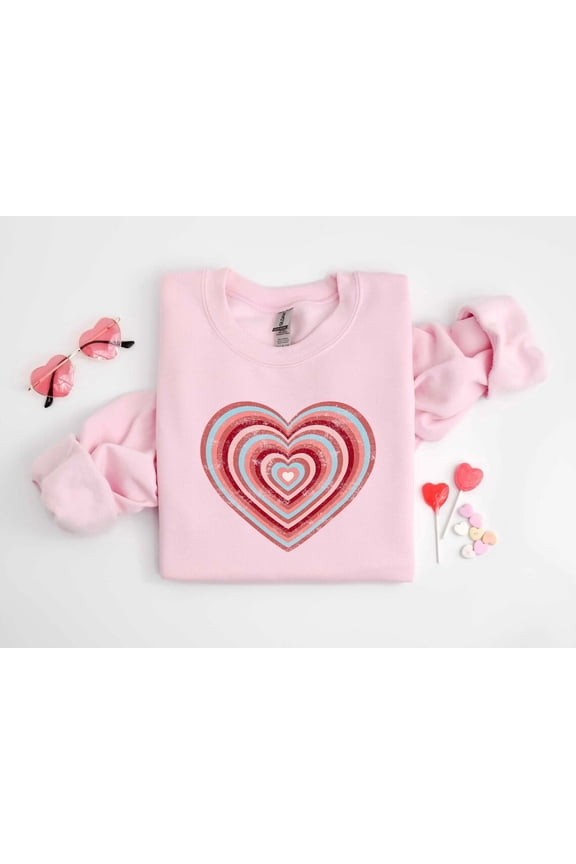 Retro Heart Sweatshirt, Love Day Sweatshirt, Love Day Shirt, Love Sweater, Love Shirt, For Women
