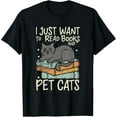 thumbnail image 1 of Sam Soft Retro I Just Want To Read Books And Pet Cats Cat T-Shirt, 1 of 5