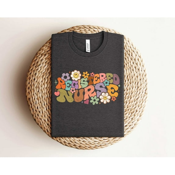 Sam Soft Retro Registered Nurse Shirt, Groovy Registered Nurse Shirt, Retro Floral Nurse Shirt, Colorful Nurse Shirt , Boho Nurse Life Shirt