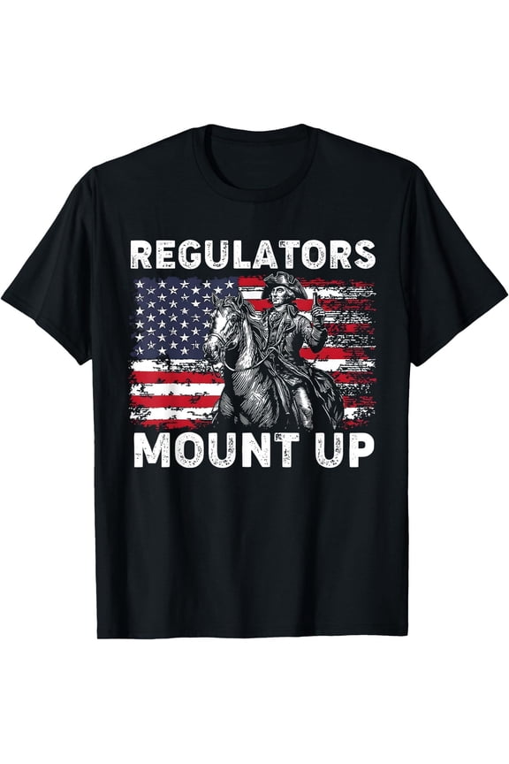 Retro Regulators Mount Up Flag USA Cowboy 4th Of July T-Shirt, UNISEX Tee All Size S-5XL