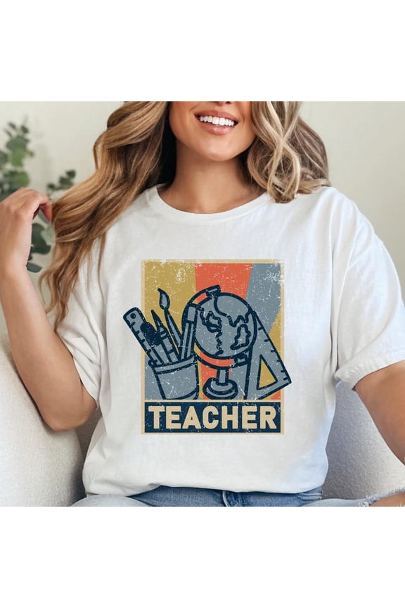 Retro Teacher Shirt, Vintage School Supplies Tee, Educator Gift, Teacher Appreciation Gift, Back To School Top, Vintage Teacher TeeFull Size S-5XL