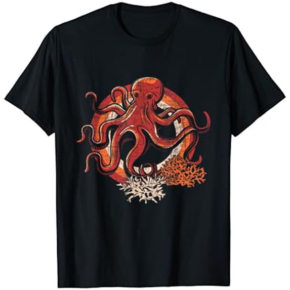 Sam Soft Retro Vintage Kraken Octopus Lover - Sea Animal Scuba Diver T-Shirt