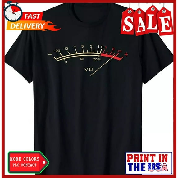 Sam Soft Retro Vu Meter Hi-Fi Vintage Stereo Music Lover Gift T-Shirt