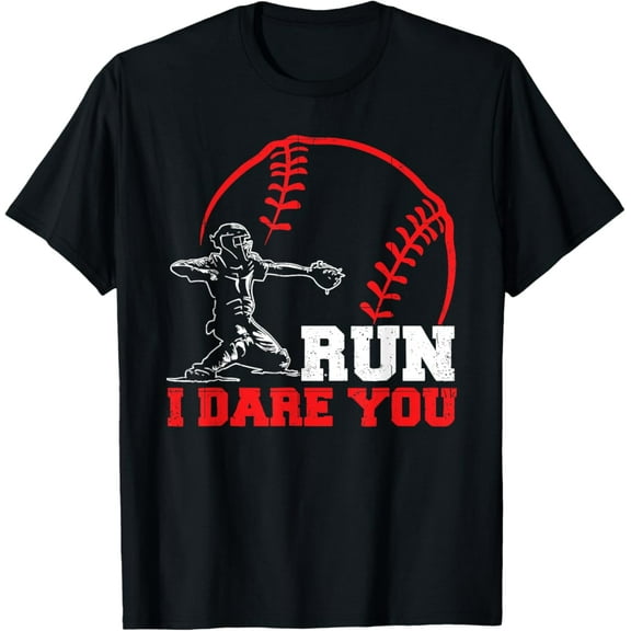 Sam Soft Run I Dare You Baseball Catcher Baseball Player Lover T-Shirt Full Size S-5Xl