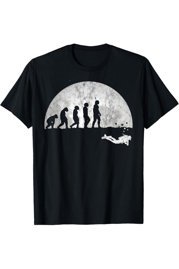 Scuba Diving Evolution - Evolution Of Man Diver T-Shirt Full Size S-5Xl