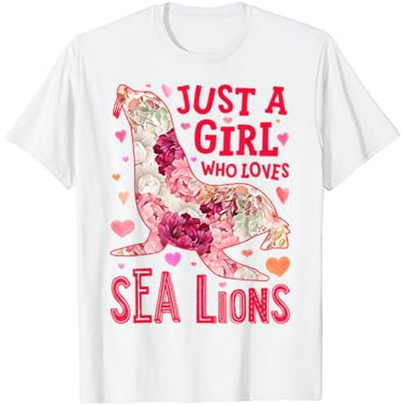 Sam Soft Sea Lion Just A Girl Who Loves Animal Flower Women Floral T-Shirt Seally Sea Lion Co