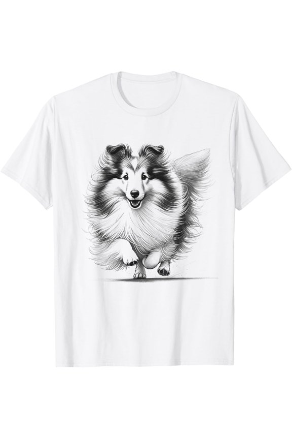 Shetland Sheepdog Dog Sheltie Running Design T-Shirt