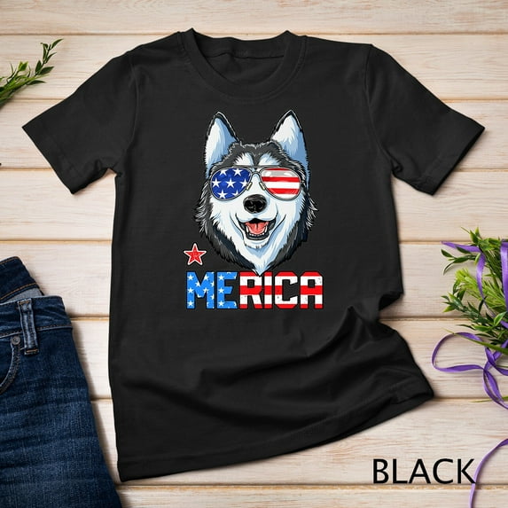Sam Soft Siberian Husky 4Th Of July Shirt Merica Men American Flag Unisex T-Shirt