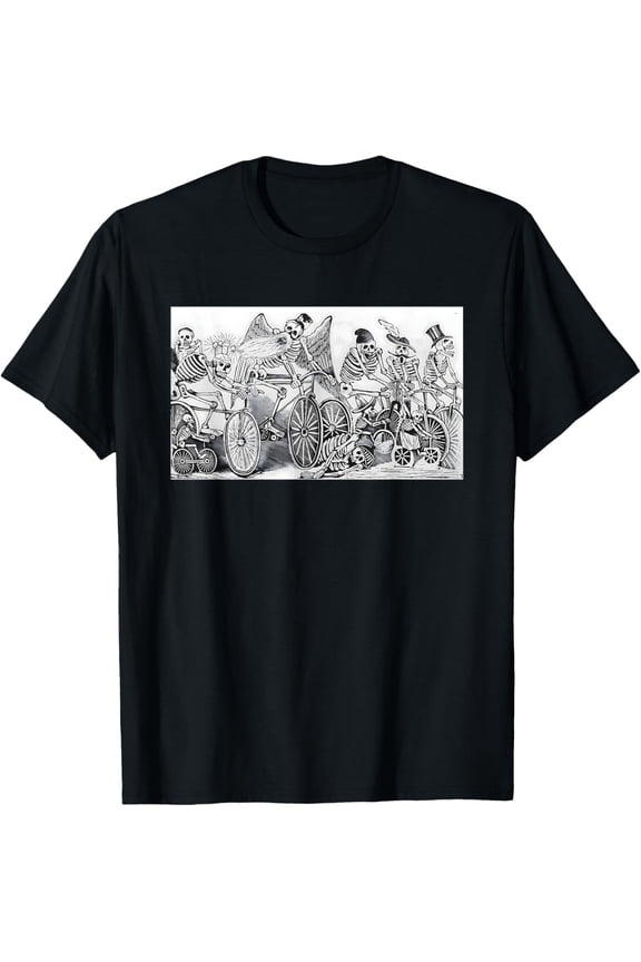 Skeletons Riding Bicycles By Jose Guadalupe Posada (1900) T-Shirt