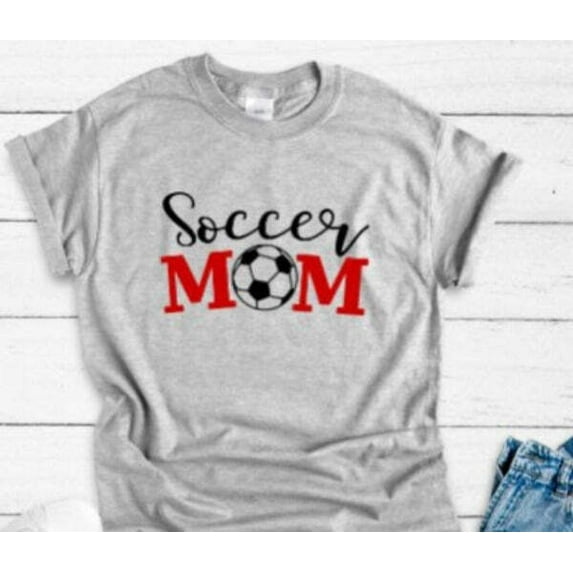 Sam Soft Soccer Ball Mom Gray Unisex Short Sleeve T-Shirt Unisex Cotton Tee, Full Size S-5XL