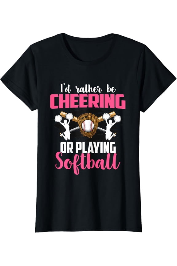 Softball Cheer Lover Graphic Women Girls Cheerleader T-Shirt, Gift For Friend, Full Size S-5Xl