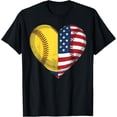 thumbnail image 1 of Sam Soft Softball Heart American Flag 4Th Of July For Women Teen Girl T-Shirt, Gift For Friend, Full Size S-5Xl, 1 of 5
