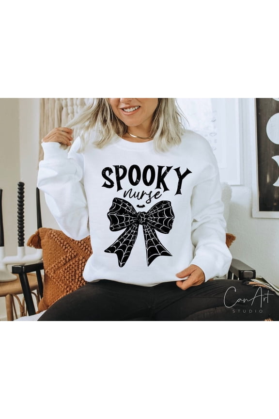 Spooky Nurse Sweatshirt Nurse Coquette Shirt Designs, Cut, Cricut Or Sublimation Sweatshirt Print, Coquette