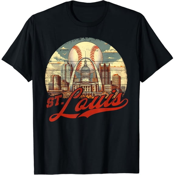 Sam Soft Vintage St. Louis Cityscape Baseball Lover Men Women T-Shirt Full Size S-5Xl
