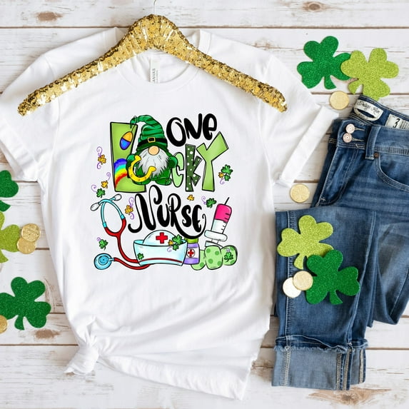 Sam Soft St. Patrick's One Lucky Nurse Shirt, Nurse St Patrick's Day Shirt, Nurse Stethoscope T-Shirt, Irish Nurse Gift Ideas