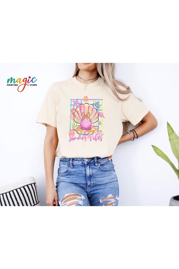 Summer Vibes Shirt, Summer Shirt for Family, Cute Seashell Shirt, Beach Shirt for Trip, Ocean Shirt, Family Trip Shirt
