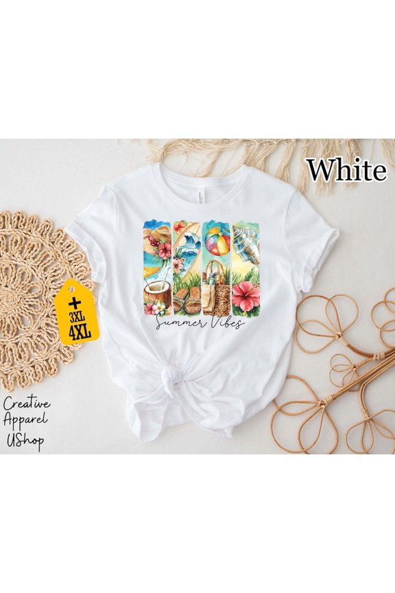 Summer Vibes Shirt, Tropical Beach Tee, Coastal Vacation Shirt, Fun Ocean Shirt, Island Graphic Tee, Beach Trip T-Shirt