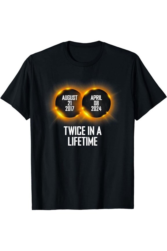 Sun Eclipse Total Solar Apr 8 2024 Twice In A Lifetime Moon T-Shirt, Unisex Tee All Size S-5XL
