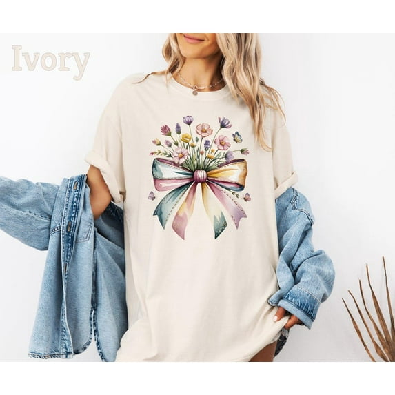 Sam Soft Sunflower Coquette Shirt, Sunflower Tee, Flower T-Shirt, Floral Shirt, Pink Bow Tee, Coquette T-Shirt, Plant Lover Gift