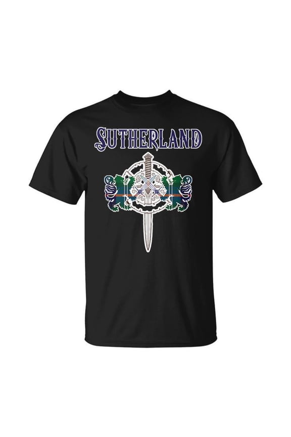 Sutherland Scottish Clan Family Name Tartan Lion Sword Gifts For Lion Lovers Gifts Unisex T Shirt