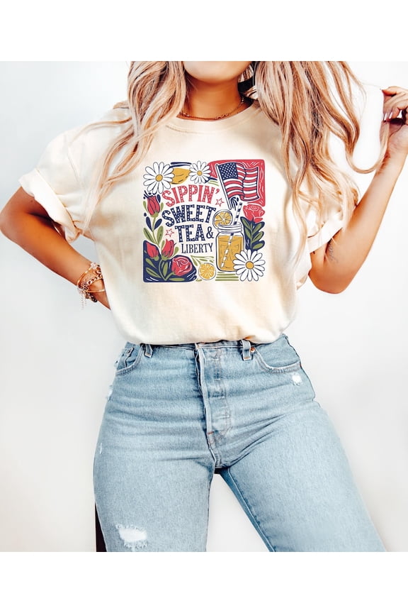 Sweet Tea & Liberty Southern Shirt for Women,USA Sweet Tea T-Shirt, 4th of July Gift,Patriotic tee, Memorial Day shirt, Independence Day Tee