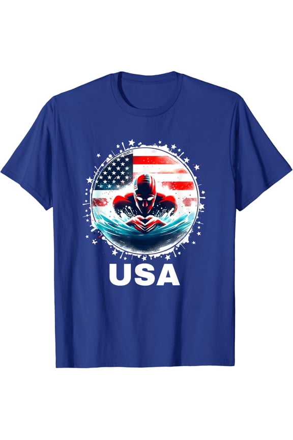 Swimming United States Team Apparel American Swimming Swim T-Shirt Unisex Cotton Tee Full Size S-5XL