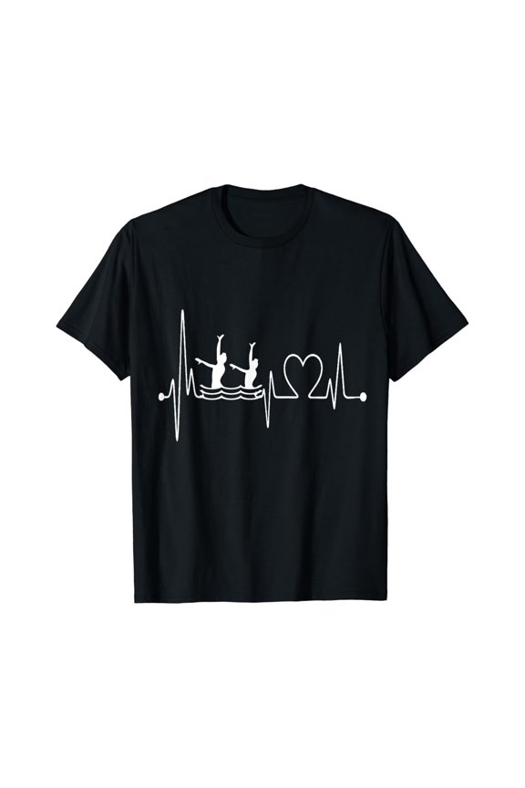 Synchro Swimming Heartbeat Ekg Synchronized Swimmer Gift T-Shirt Unisex Cotton Tee Full Size S-5XL