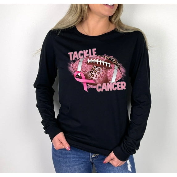 Sam Soft Tackle Cancer Unisex Long Sleeve Shirt, Breast Cancer Survivor Sweatshirt, Football Breast Cancer Shirt, October Pink Ribbon Sweatshirt, Panther Print