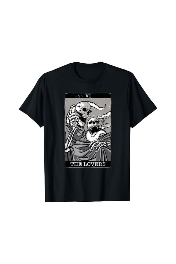 Tarot Card The Lovers Skeletons Gothic Major Arcana T-Shirt