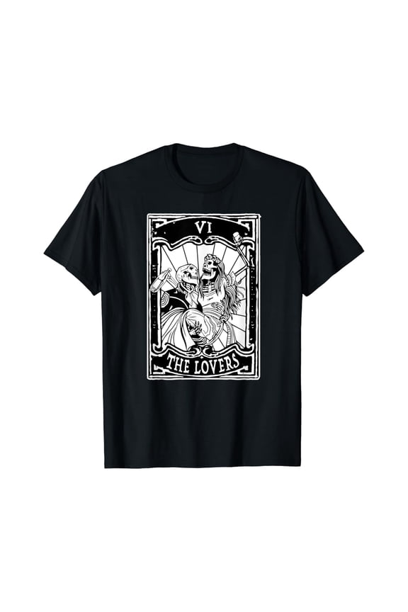 The Lovers Tarot Card Skeletons Gothic Major Arcana T-Shirt