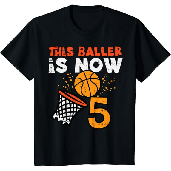 Sam Soft This Baller Is Now 5 Basketball 5Th Birthday Bday T-Shirt Full Size S-5Xl