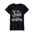 thumbnail image 1 of Sam Soft This Girl Runs On Jesus And Wrestling T Shirt Christian Gift T-Shirt, Gift For Friend, Full Size S-5Xl, 1 of 5
