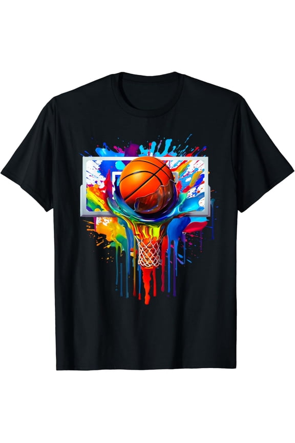 Tie Dye Basketball Ball Hoop Slam Dunk Dribbling Graphic Tee T-Shirt
