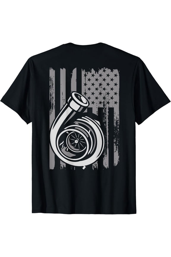 Turbo Us Flag Tuner Car Guy Car Enthusiast Racing Drifting T-Shirt Full Size S-5Xl
