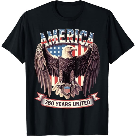 Sam Soft USA 250 Years United Bald Eagle Patriotic Flag Graphic T-Shirt, UNISEX Tee All Size S-5XL