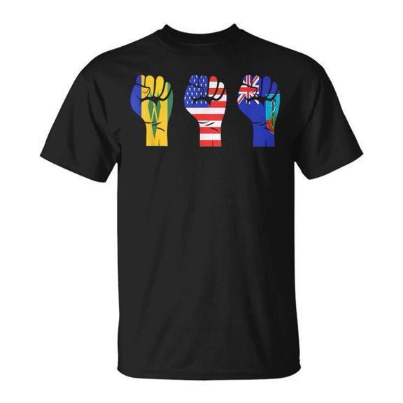 Sam Soft Vincy Montserrat American Flag Fist Design T Shirt