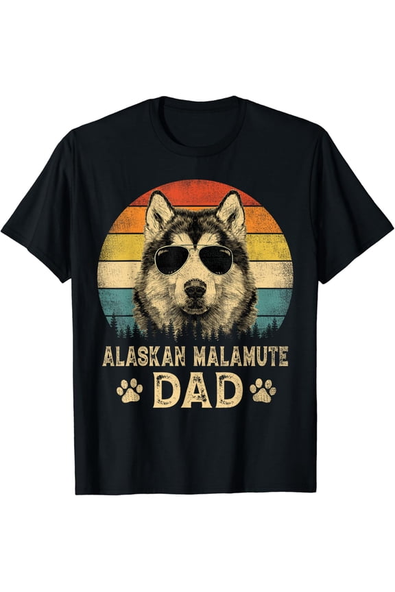 Vintage Alaskan Malamute Dad Dog Lovers Father's Day Tee T-Shirt